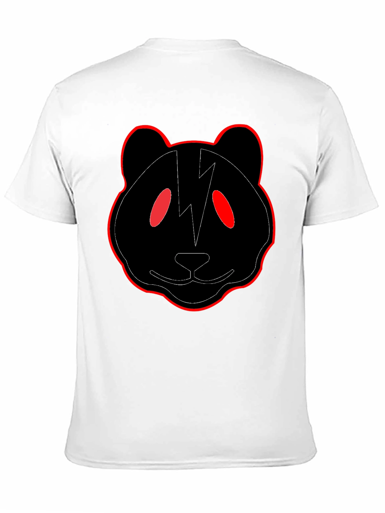 Black Panda T-Shirt with Red Trim and Lightning Bolt