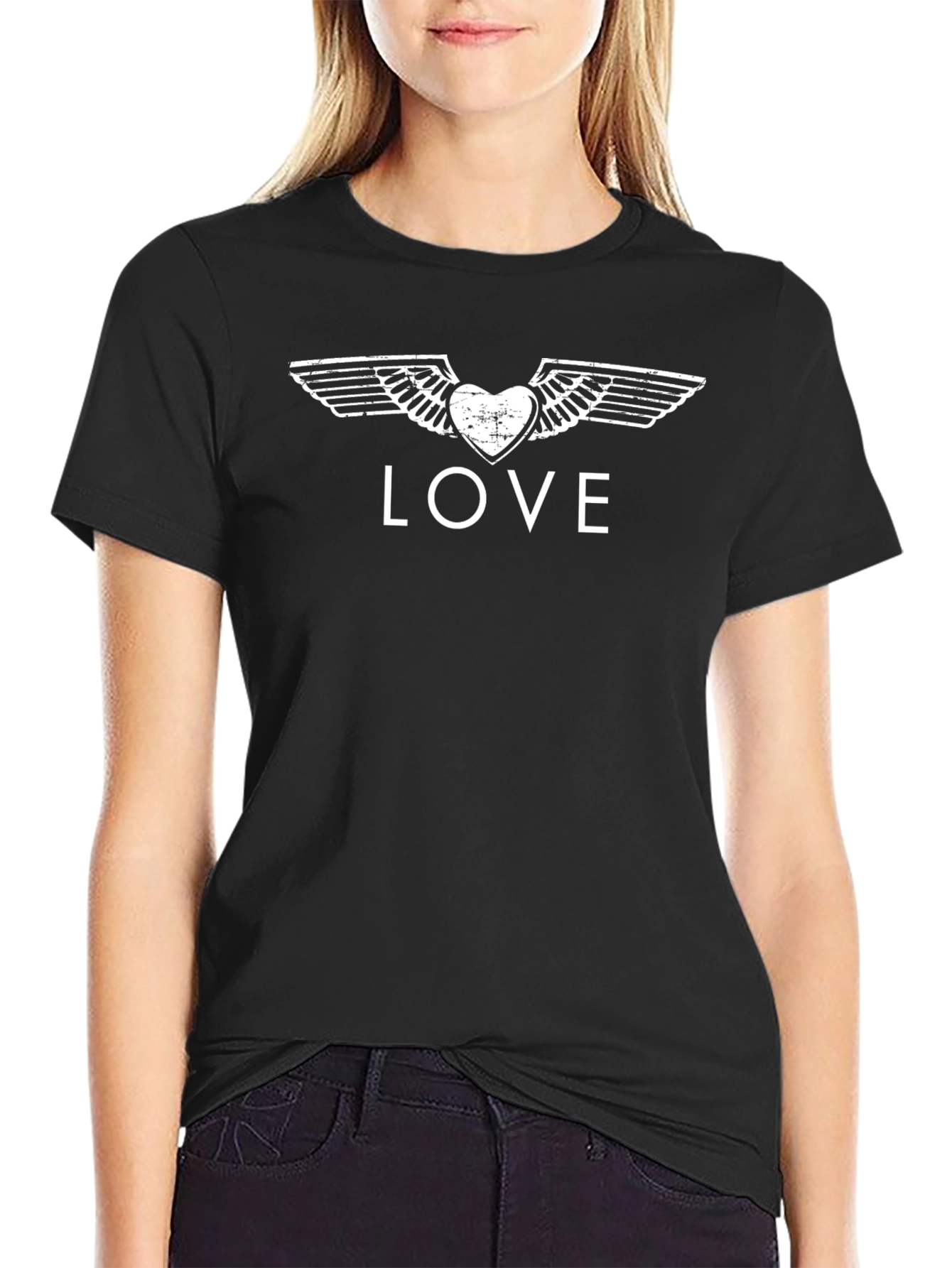 Winged Heart Love Tee - Classic Black