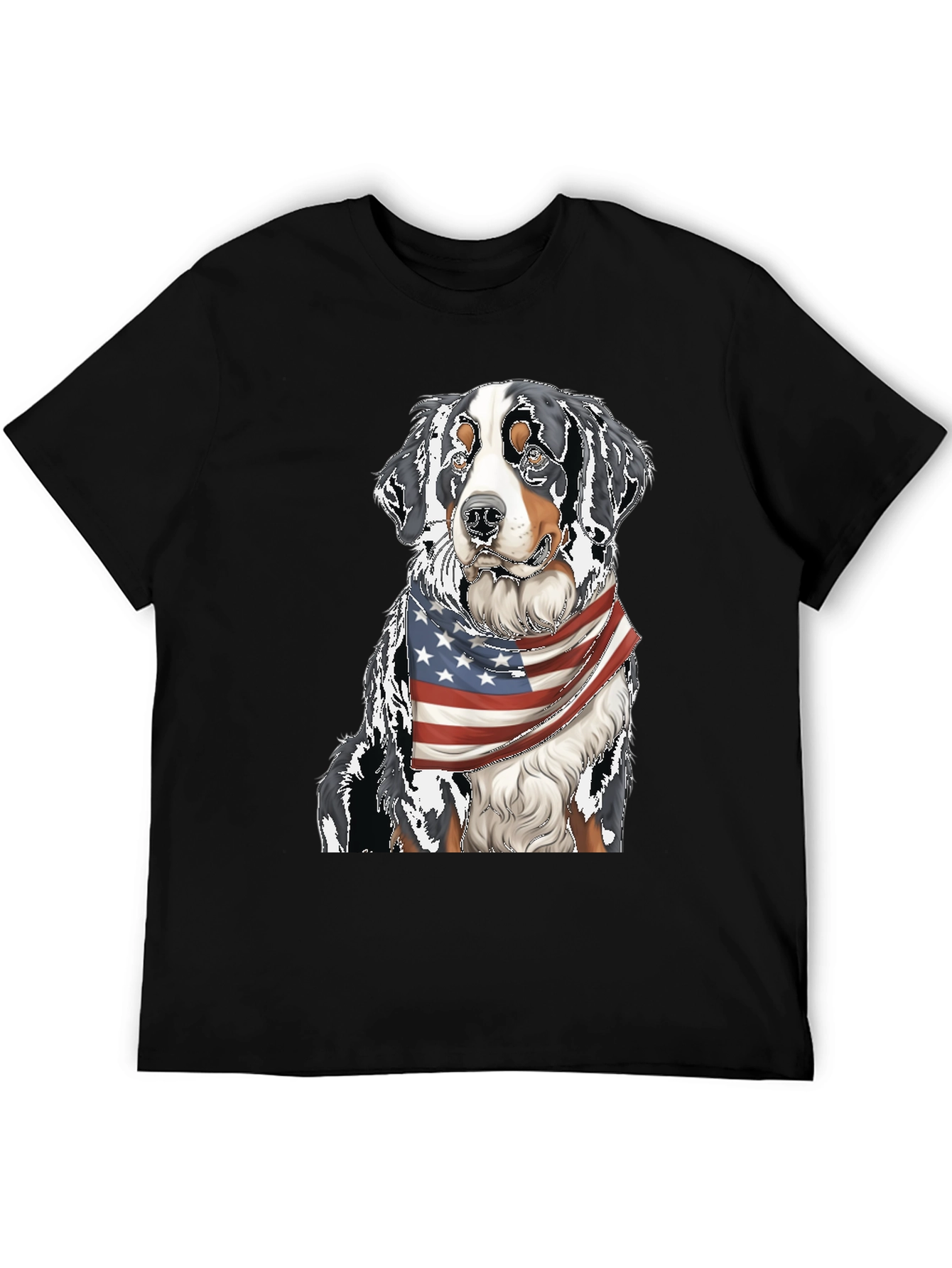 Bernese Mountain Dog American Flag T-Shirt
