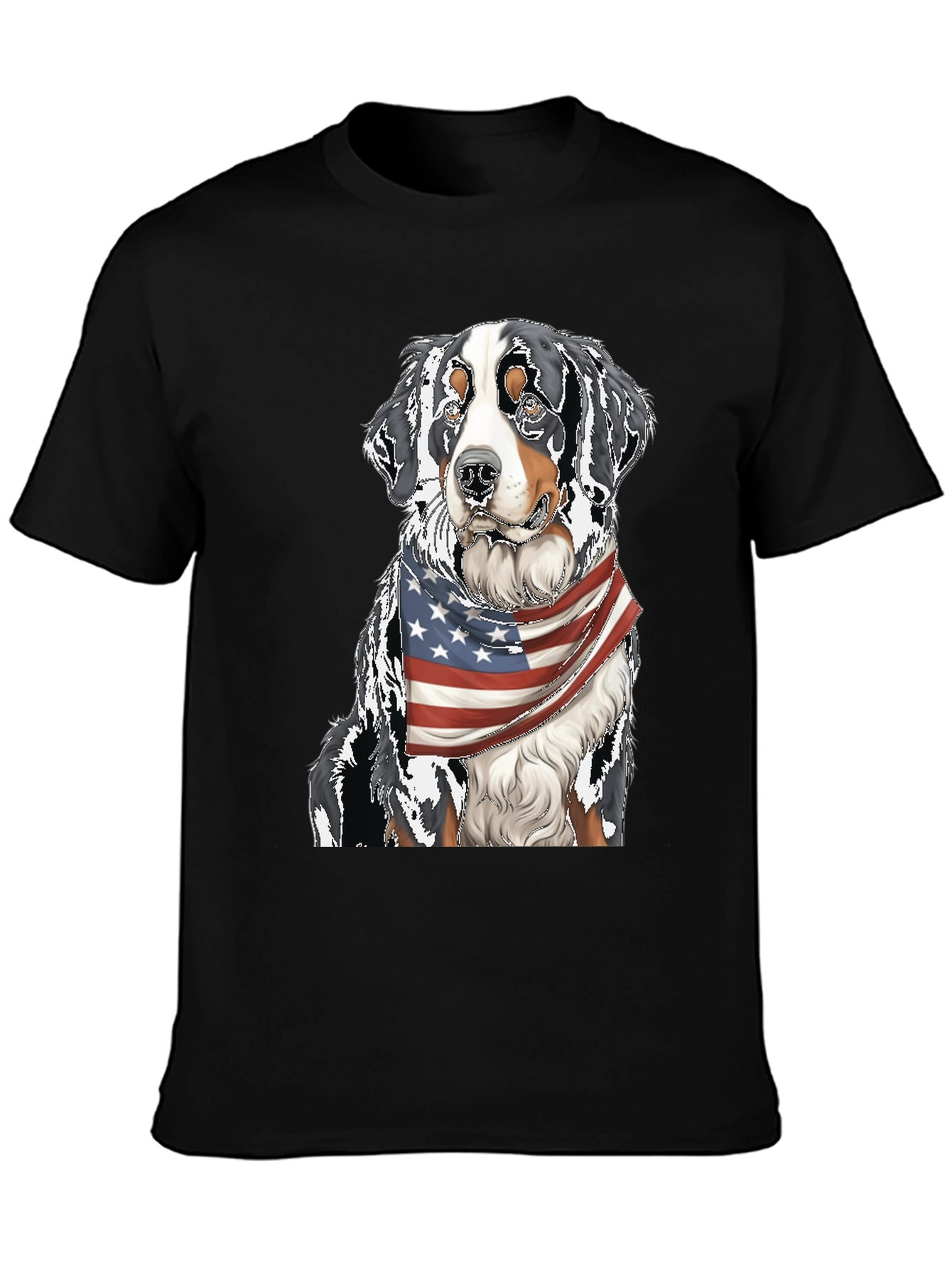Bernese Mountain Dog American Flag T-Shirt