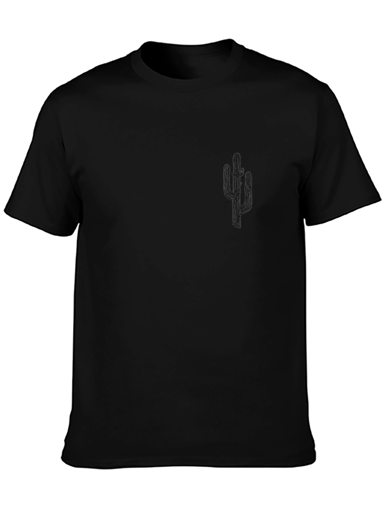 Mens Black Graphic Tee - Desert Cactus Design