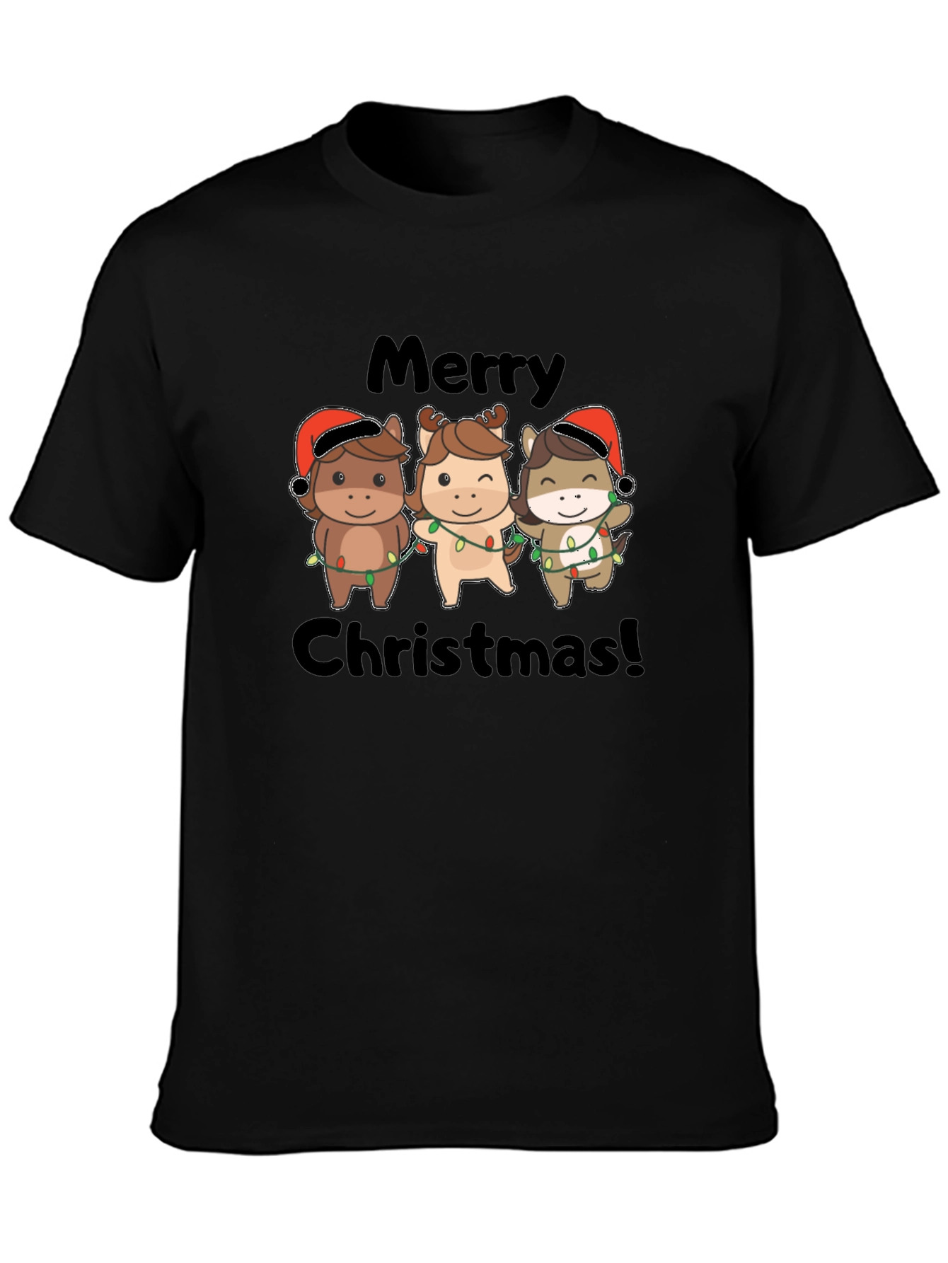 Festive Horses Merry Christmas T-Shirt