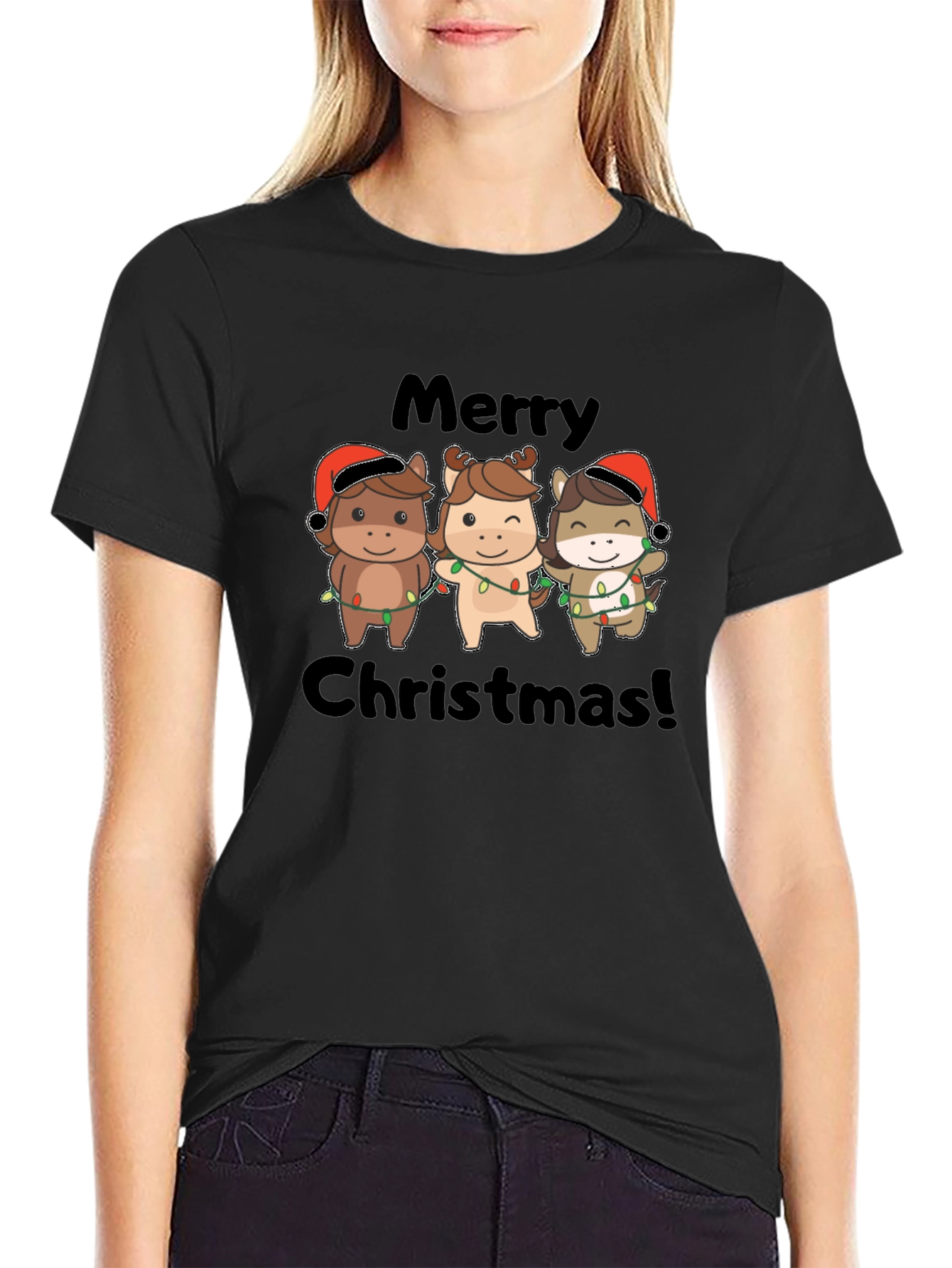 Festive Horses Merry Christmas T-Shirt