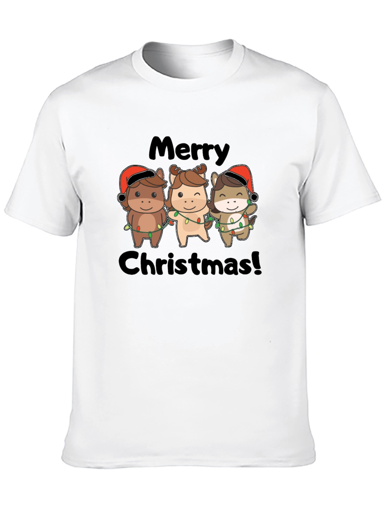Festive Horses Merry Christmas T-Shirt