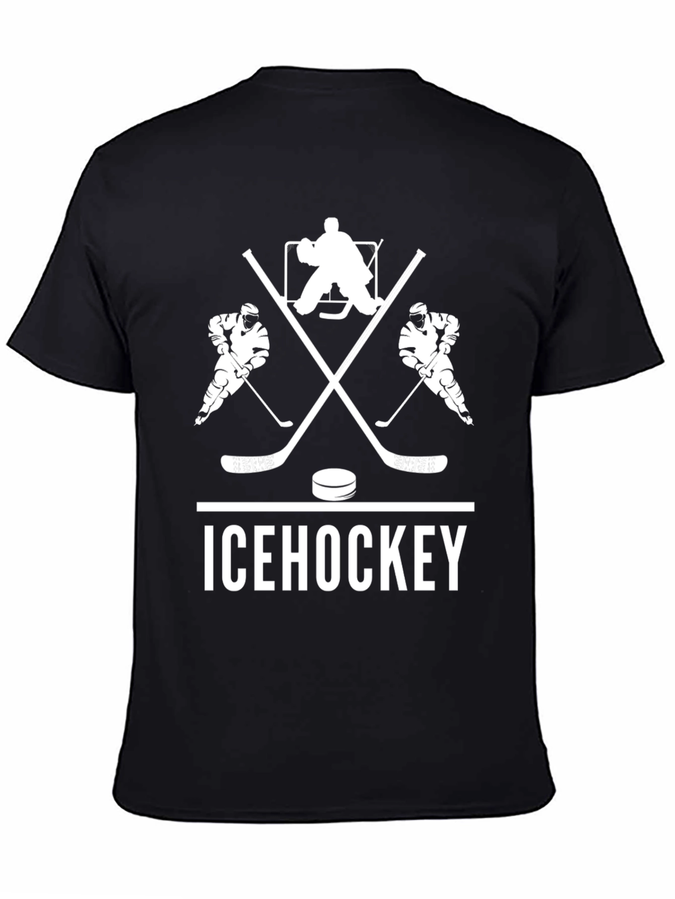 Ice Hockey Graphic Tee - Black Cotton T-Shirt