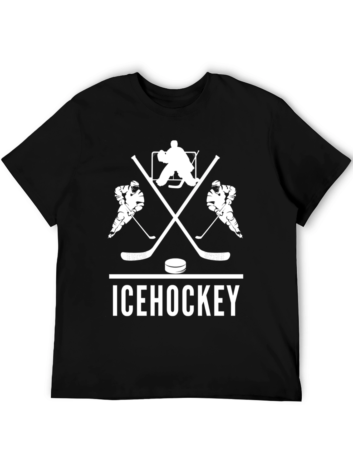 Ice Hockey Graphic Tee - Black Cotton T-Shirt