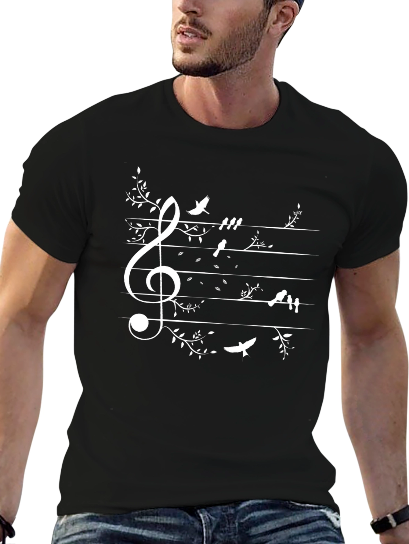 Musical Birds Tee - Treble Clef Staff T-Shirt