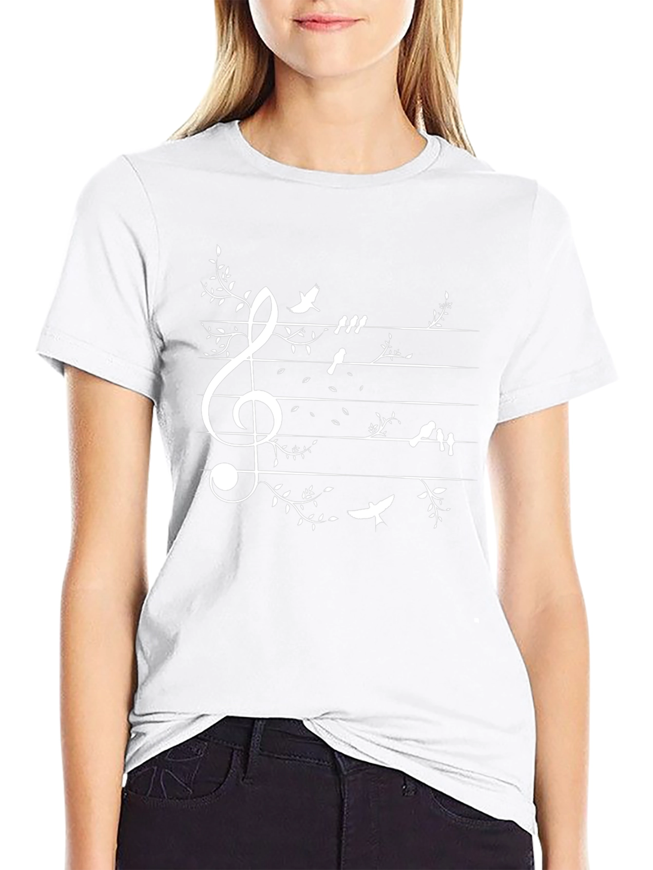 Musical Birds Tee - Treble Clef Staff T-Shirt