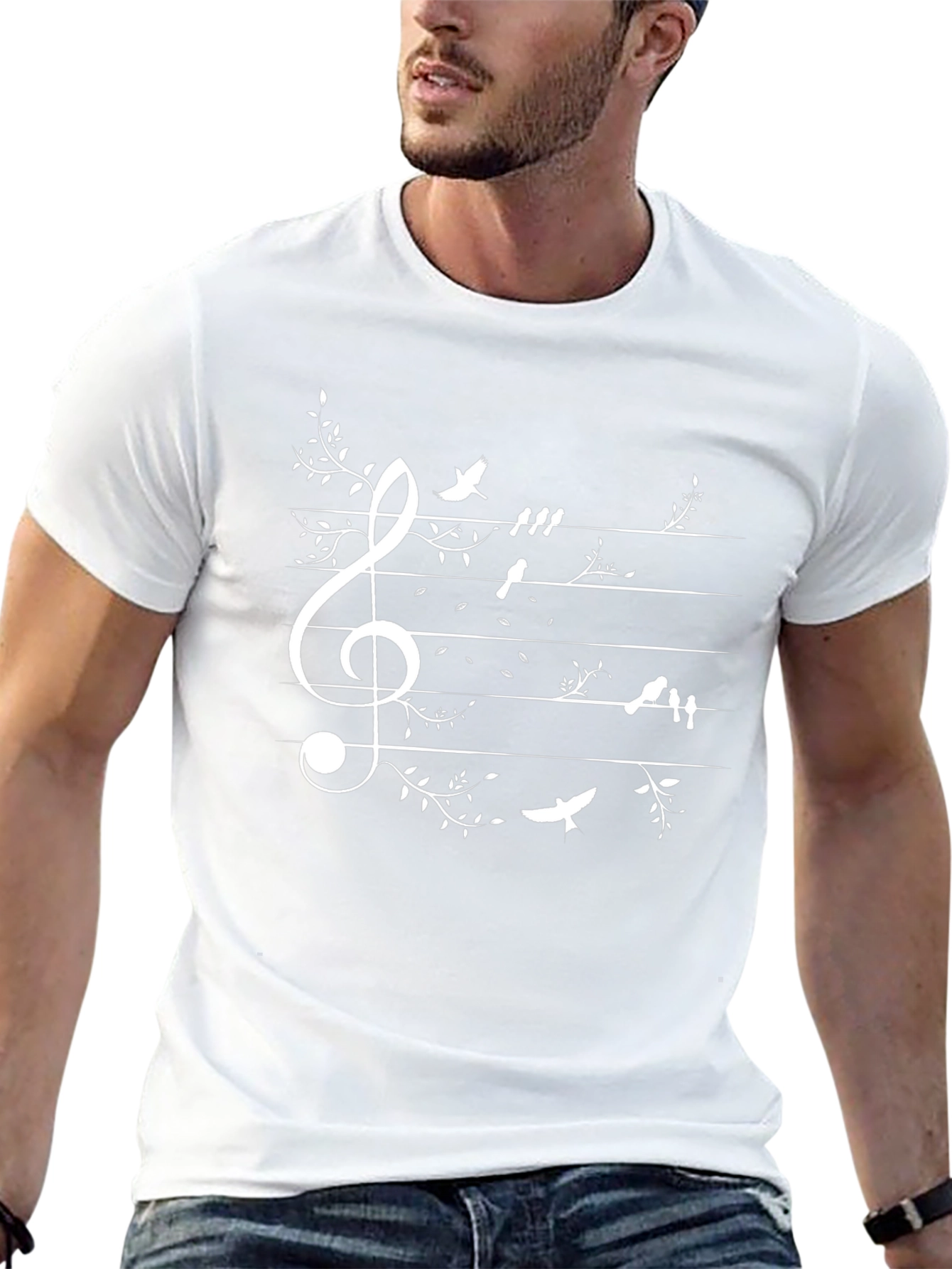Musical Birds Tee - Treble Clef Staff T-Shirt