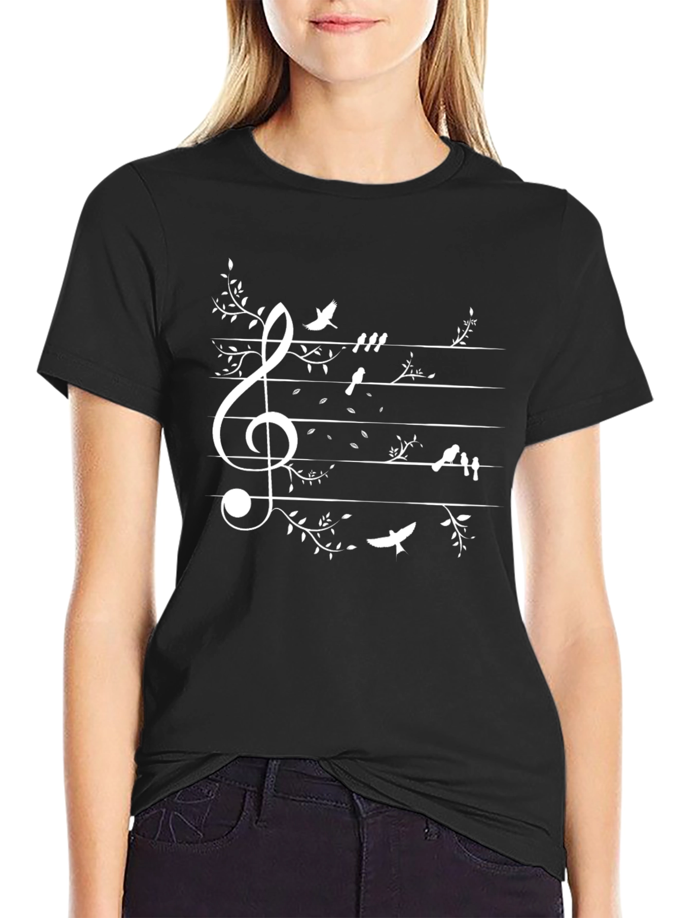 Musical Birds Tee - Treble Clef Staff T-Shirt