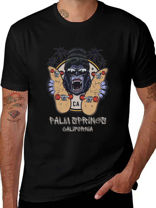 Skateboarding Gorilla T-Shirt - Palm Springs CA Graphic Tee