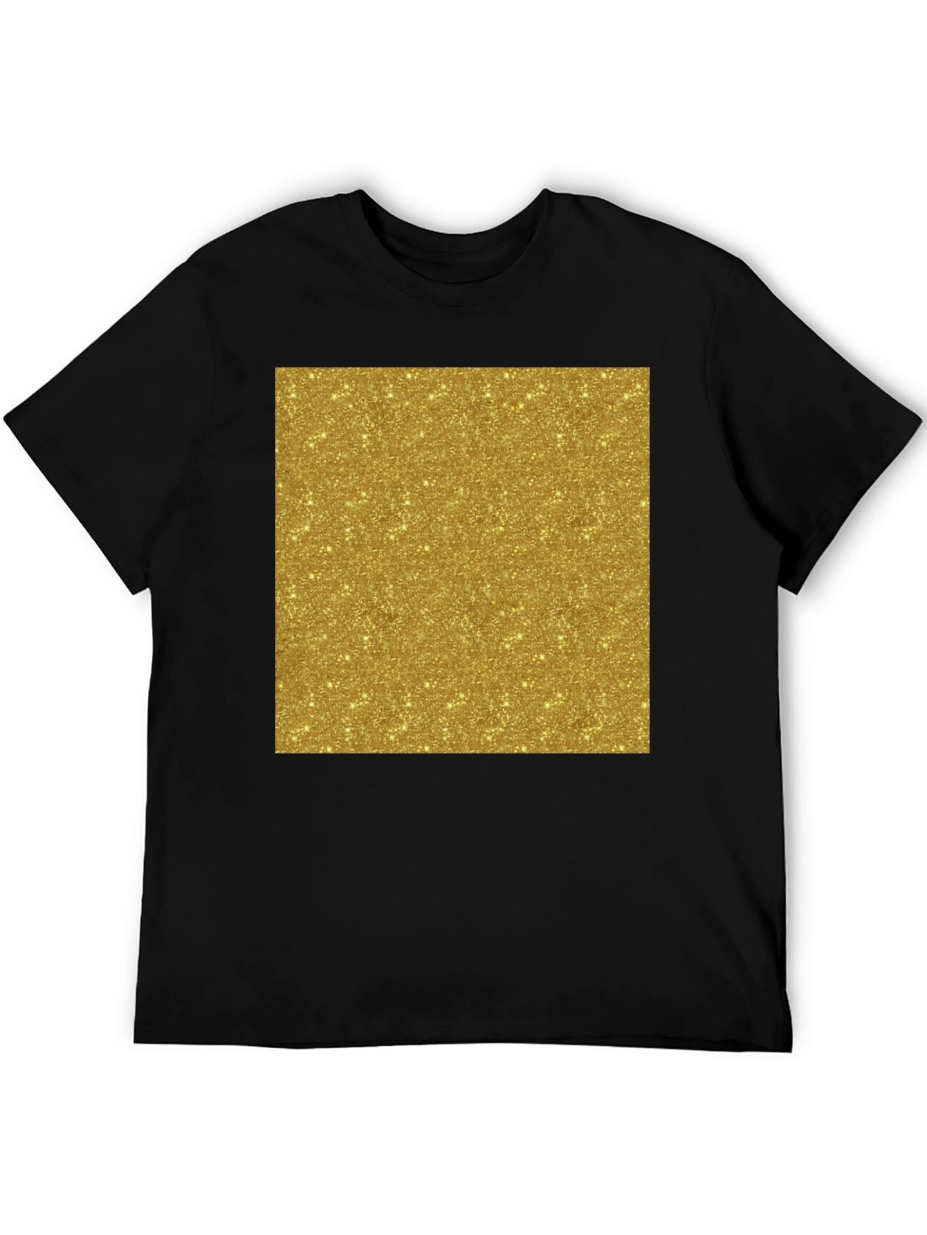 Gold Glitter Print Black T-Shirt