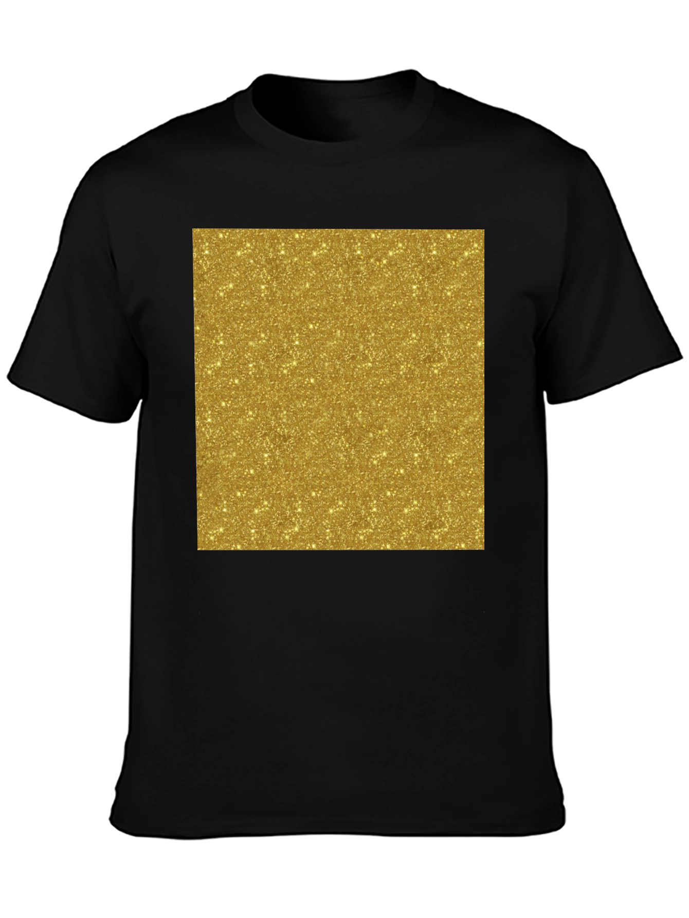 Gold Glitter Print Black T-Shirt