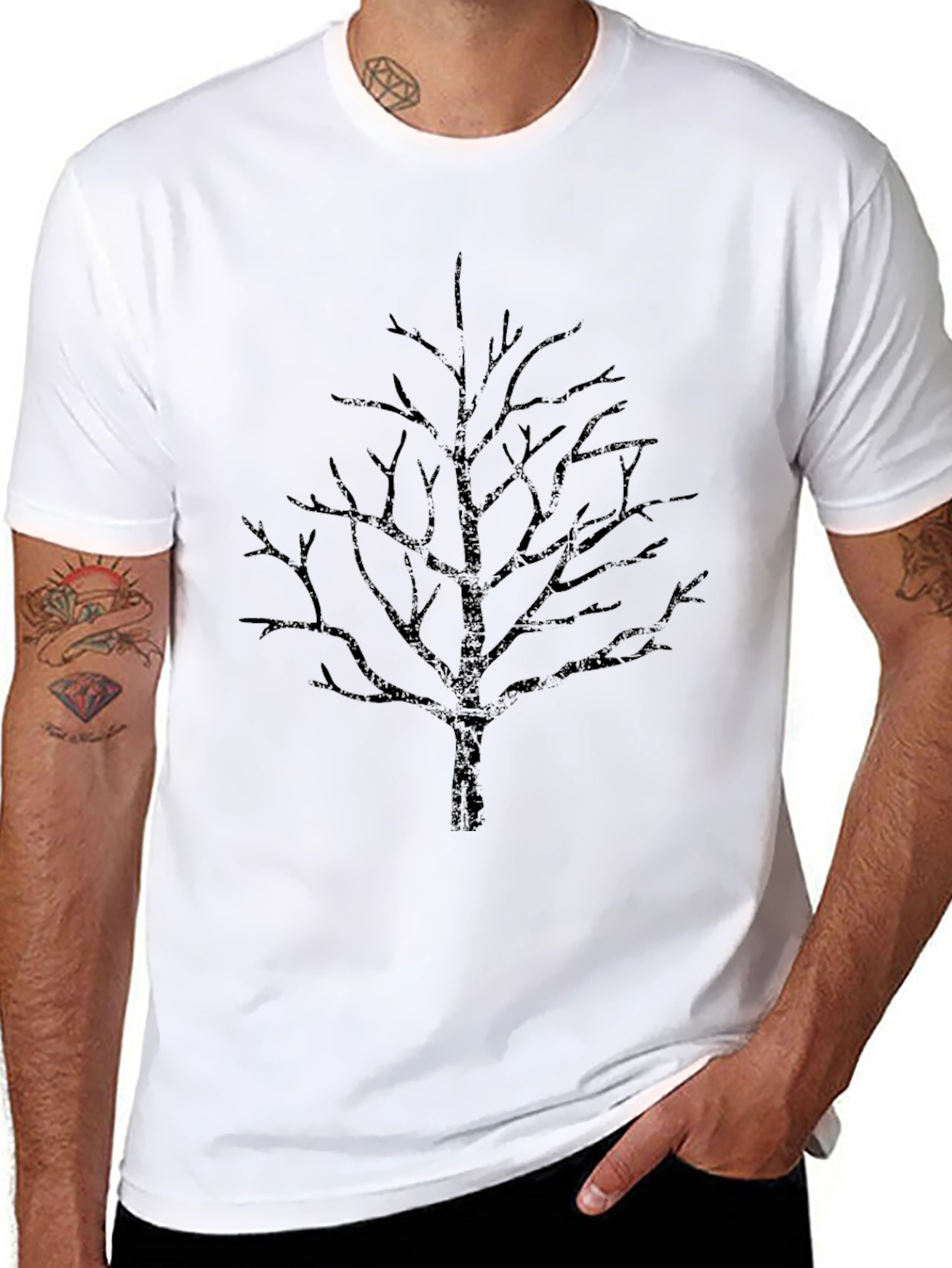 Mens Black Tree Graphic T-Shirt