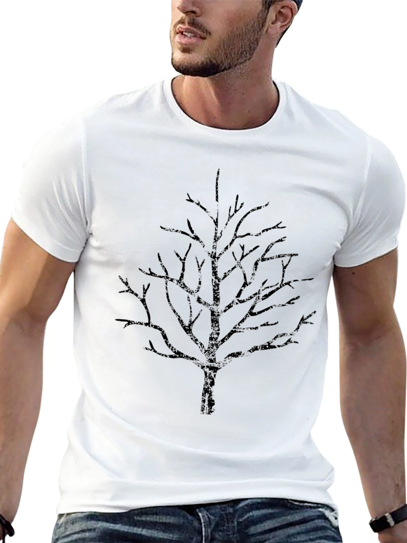 Mens Black Tree Graphic T-Shirt