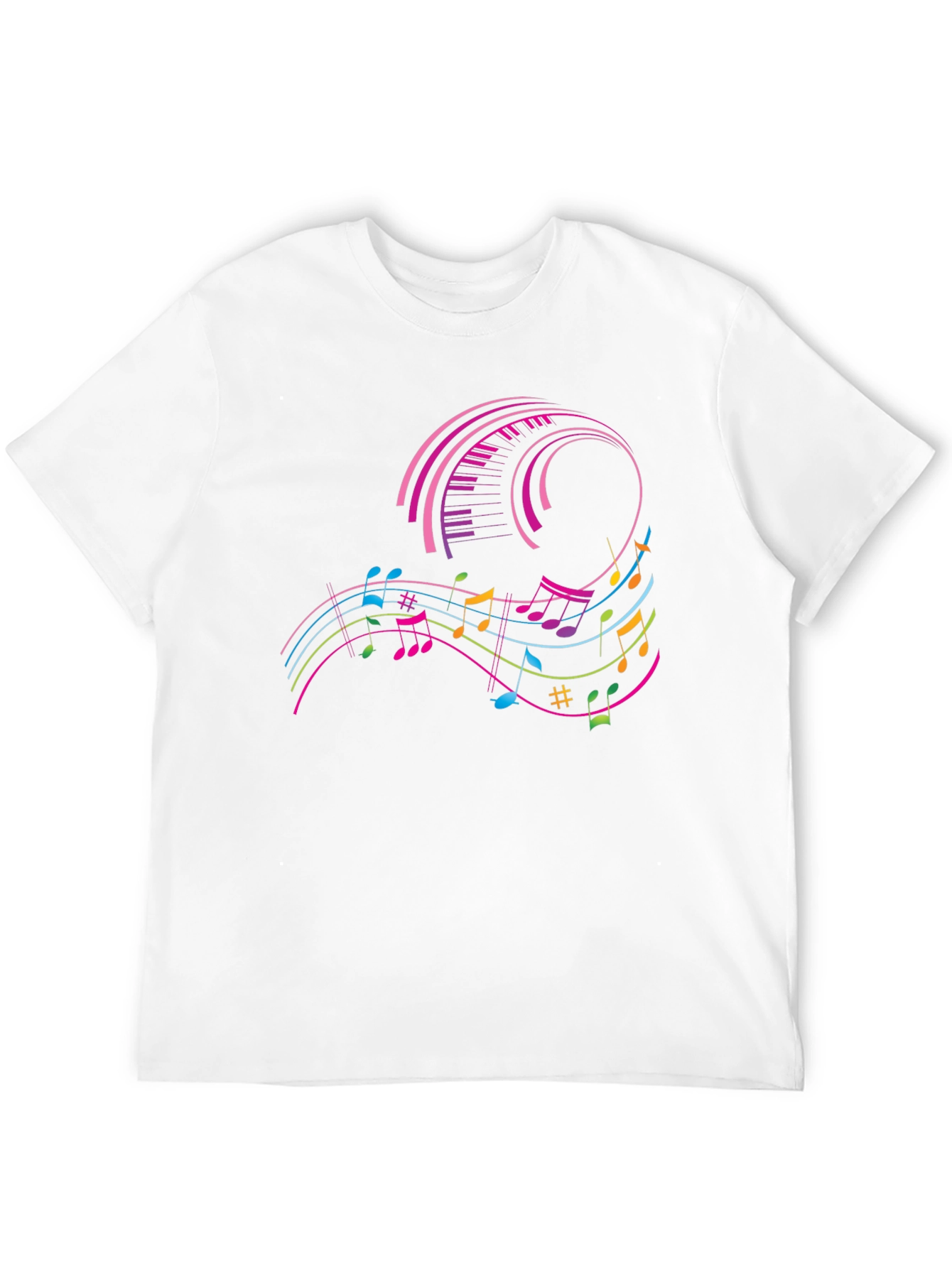 Musical Notes Keyboard Graphic Tee - Black