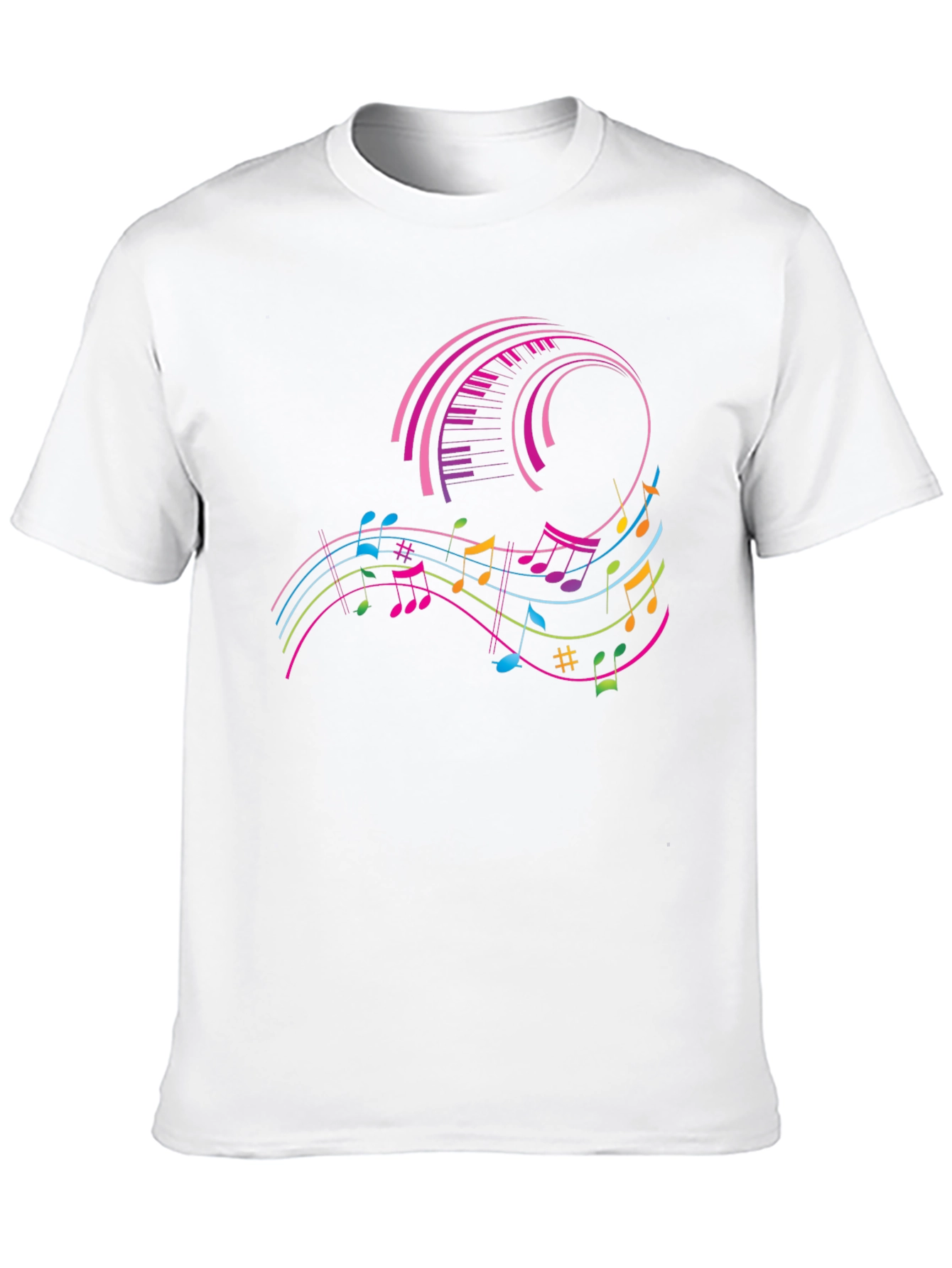 Musical Notes Keyboard Graphic Tee - Black