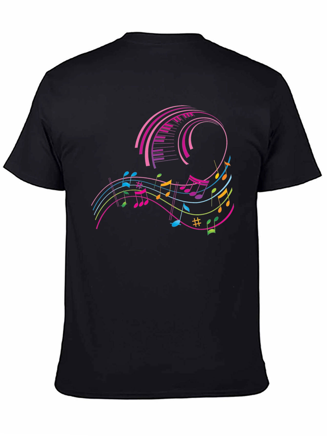 Musical Notes Keyboard Graphic Tee - Black
