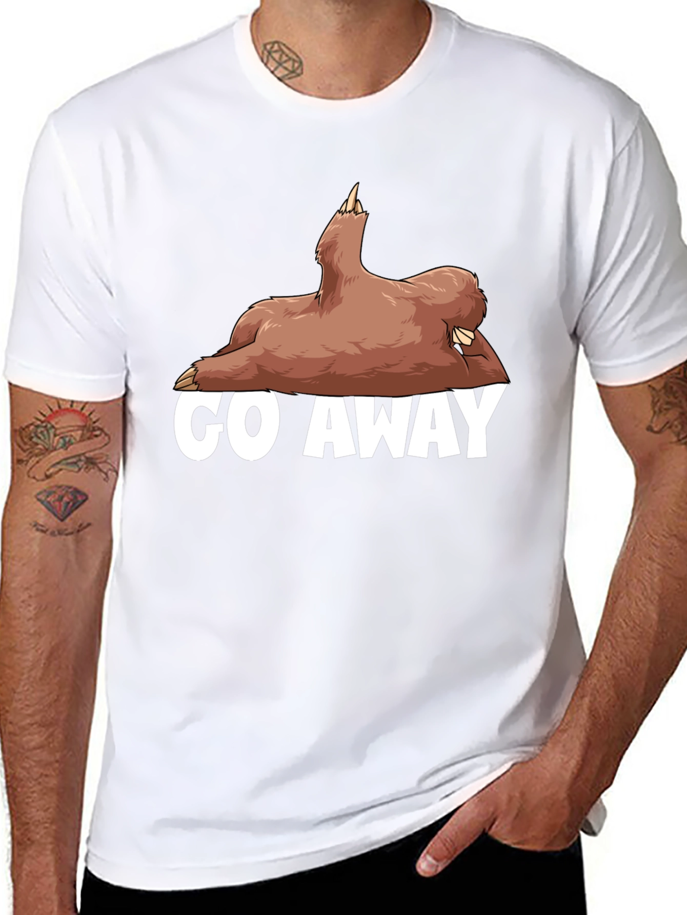 Go Away Sloth Graphic T-Shirt - Funny Casual Tee