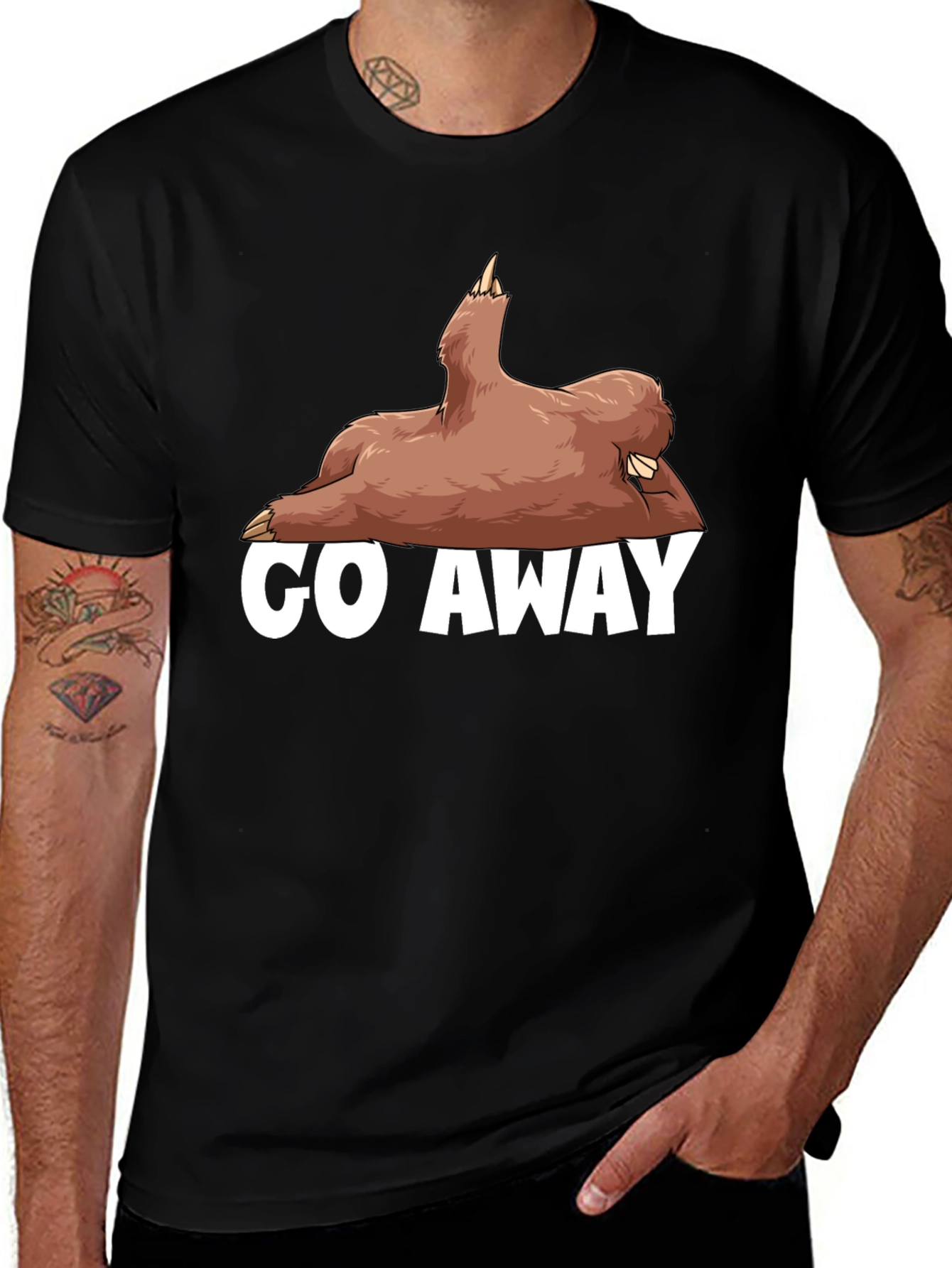 Go Away Sloth Graphic T-Shirt - Funny Casual Tee