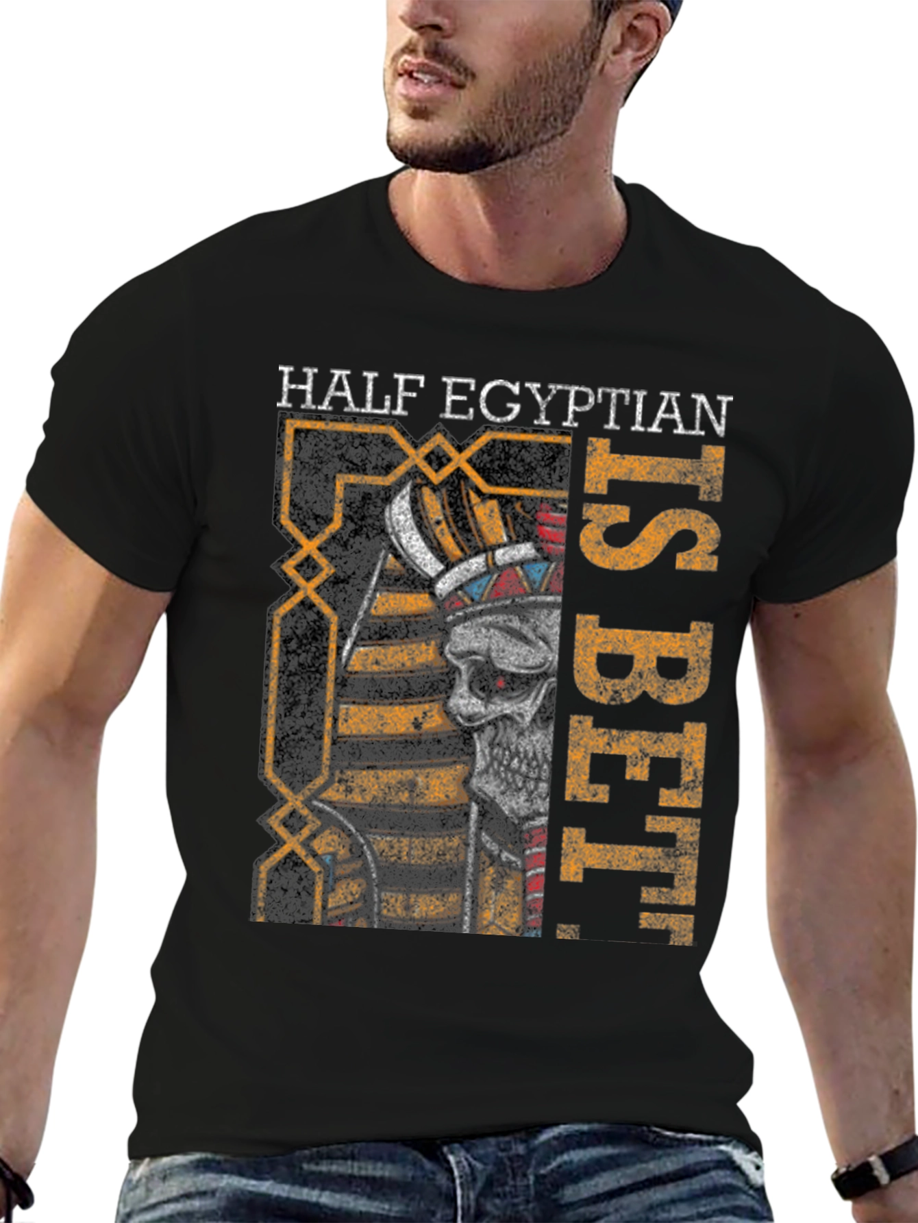 Half Egyptian Graphic T-Shirt - Sarcastic Humor Tee