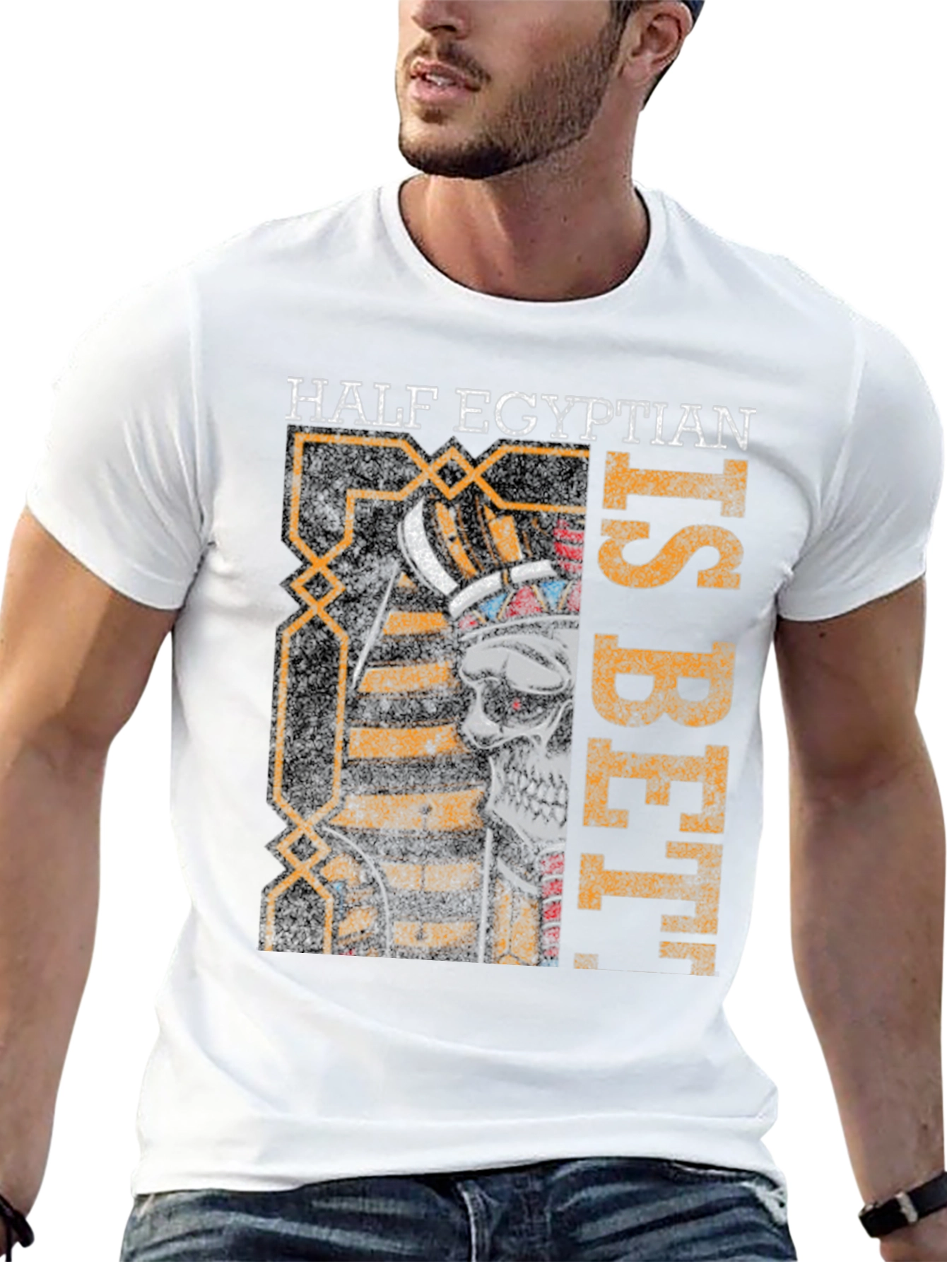 Half Egyptian Graphic T-Shirt - Sarcastic Humor Tee