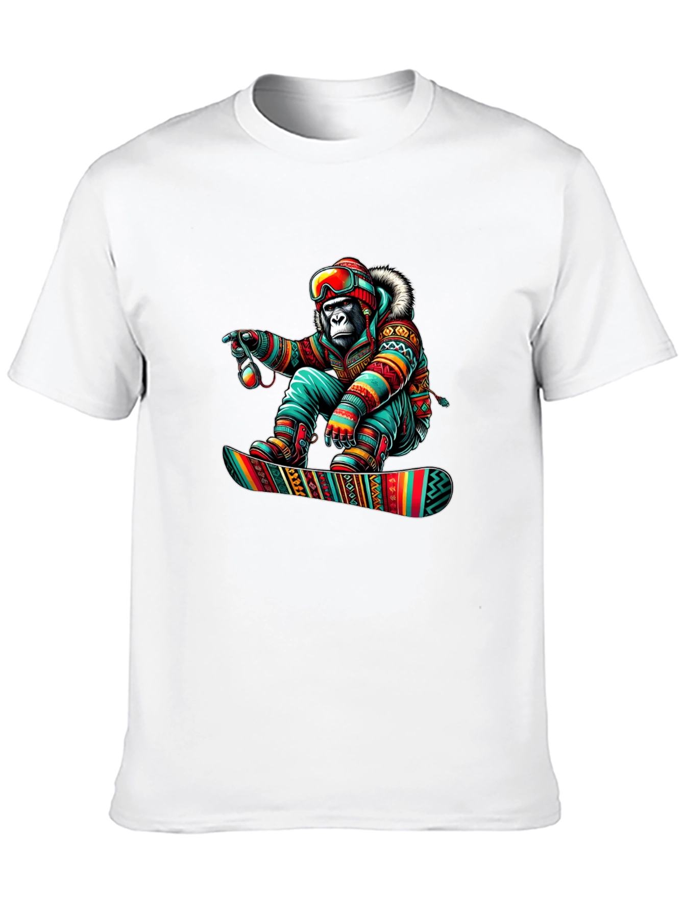 Snowboarder Gorilla Graphic Tee - Unique Design