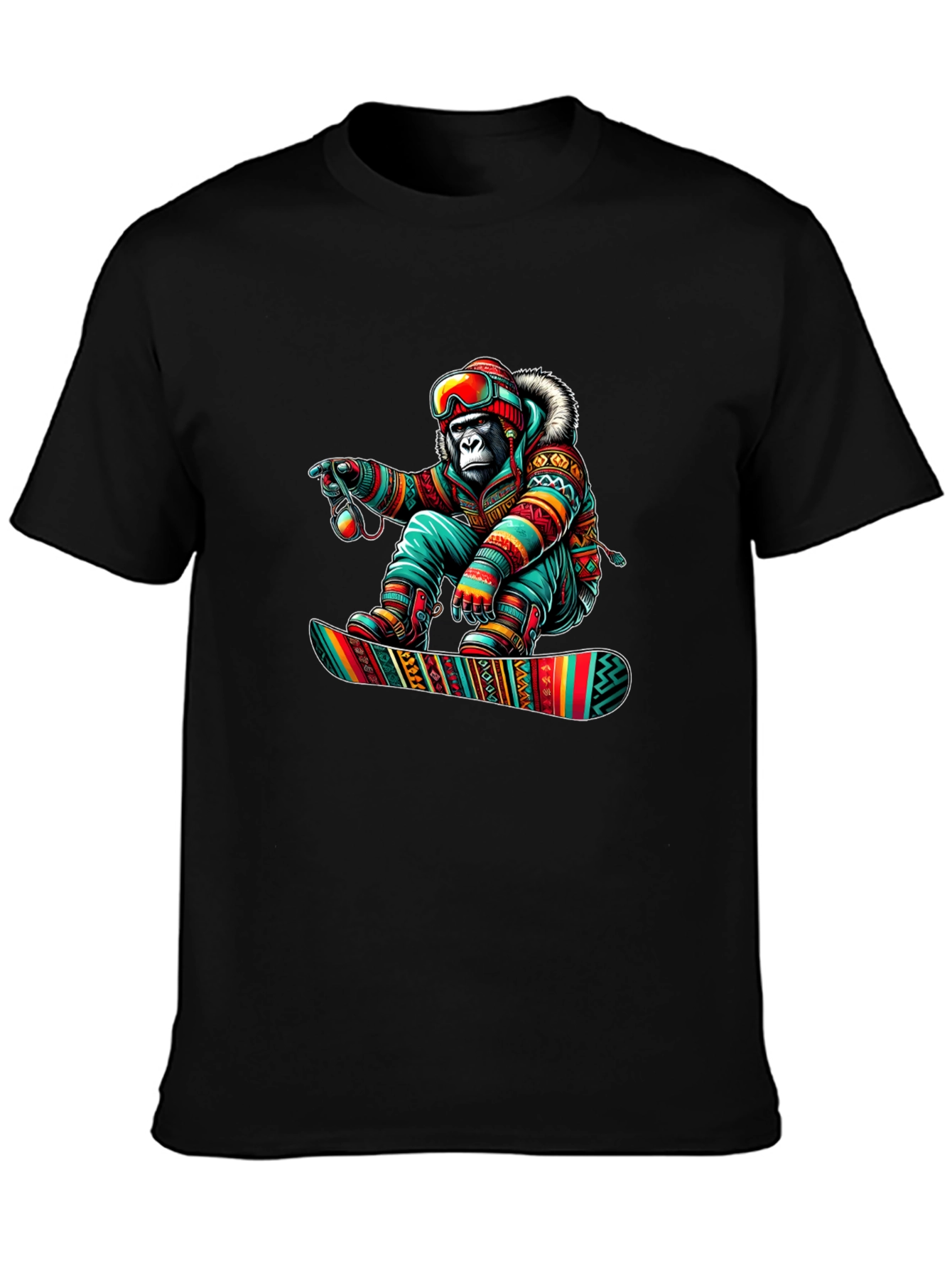 Snowboarder Gorilla Graphic Tee - Unique Design