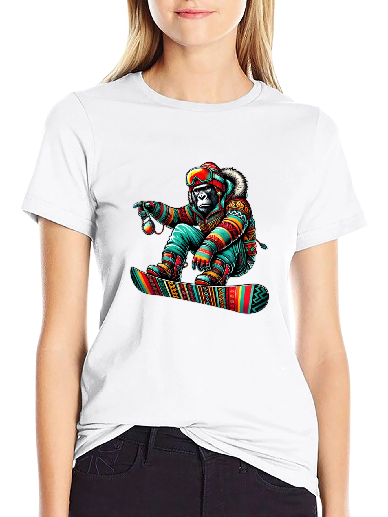 Snowboarder Gorilla Graphic Tee - Unique Design