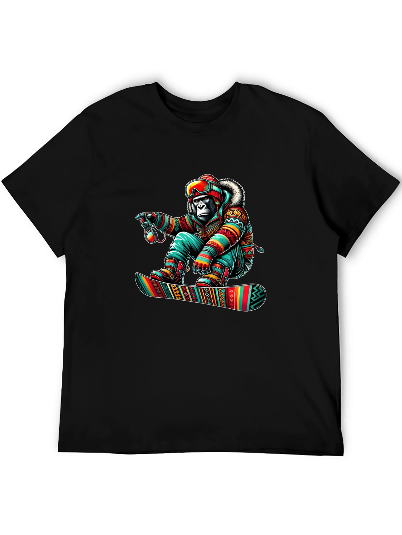 Snowboarder Gorilla Graphic Tee - Unique Design