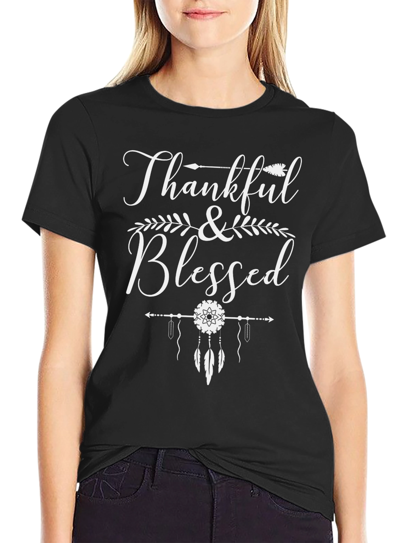 Thankful & Blessed Graphic Tee - Black