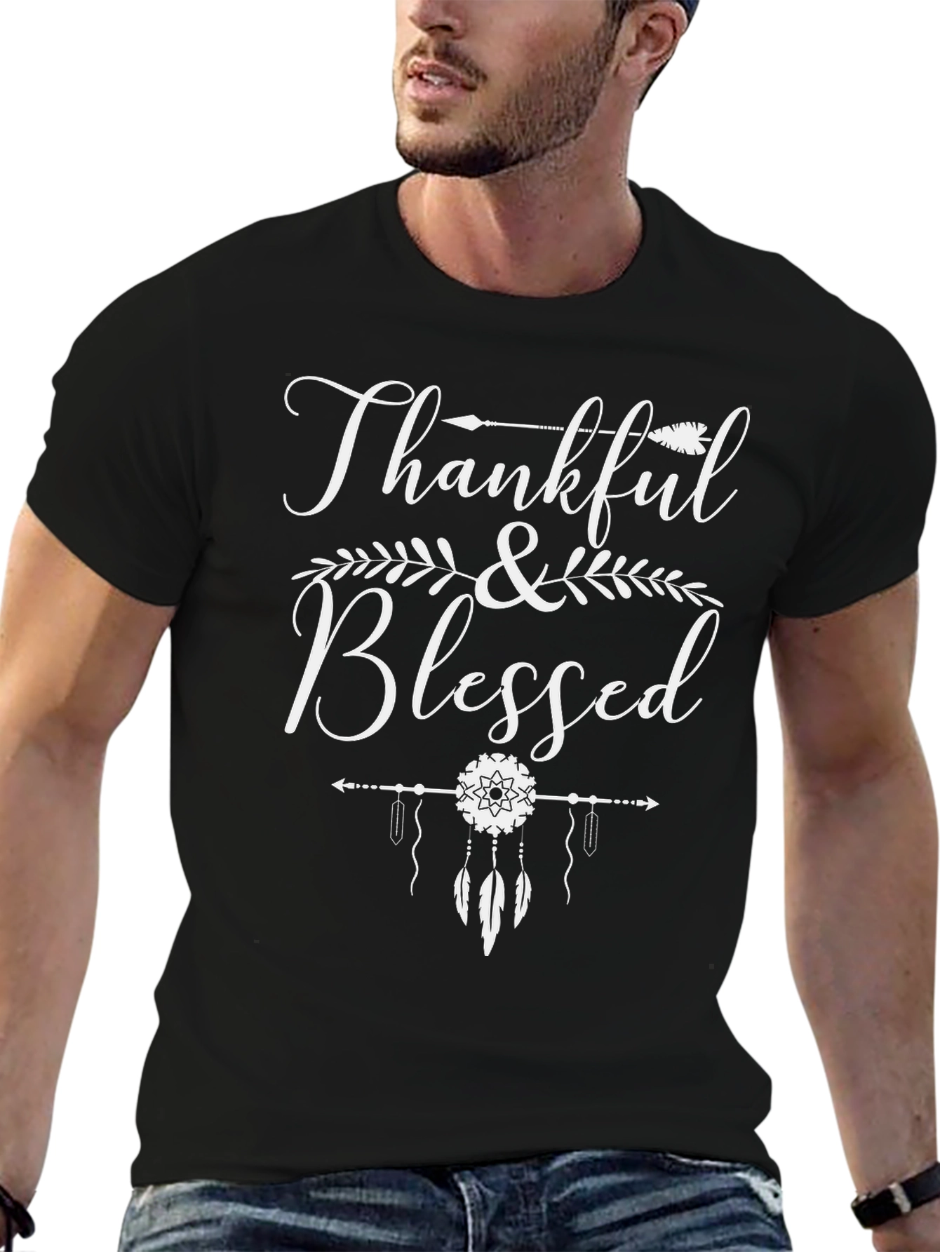 Thankful & Blessed Graphic Tee - Black