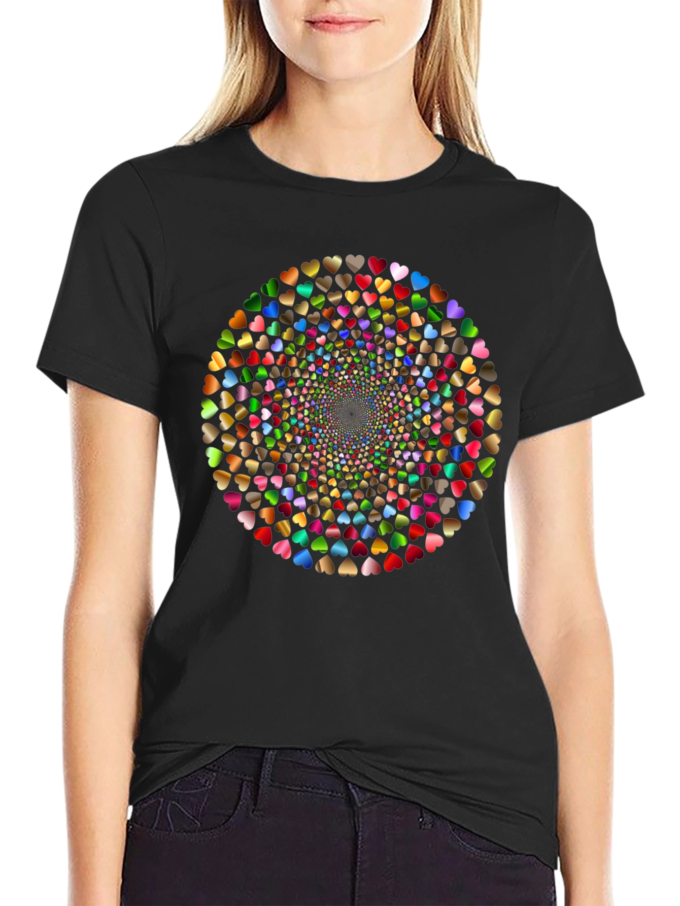 Heart Swirl Black T-Shirt