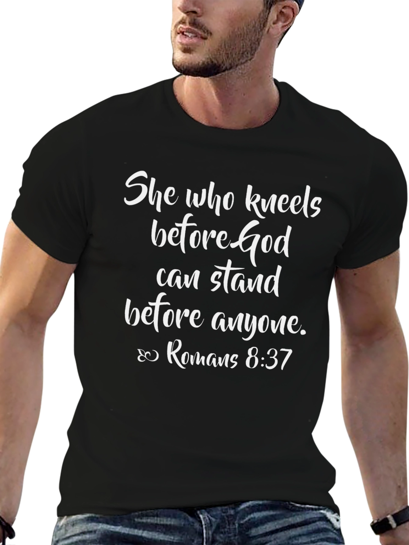 Faith-Inspired Graphic Tee - Romans 8:37