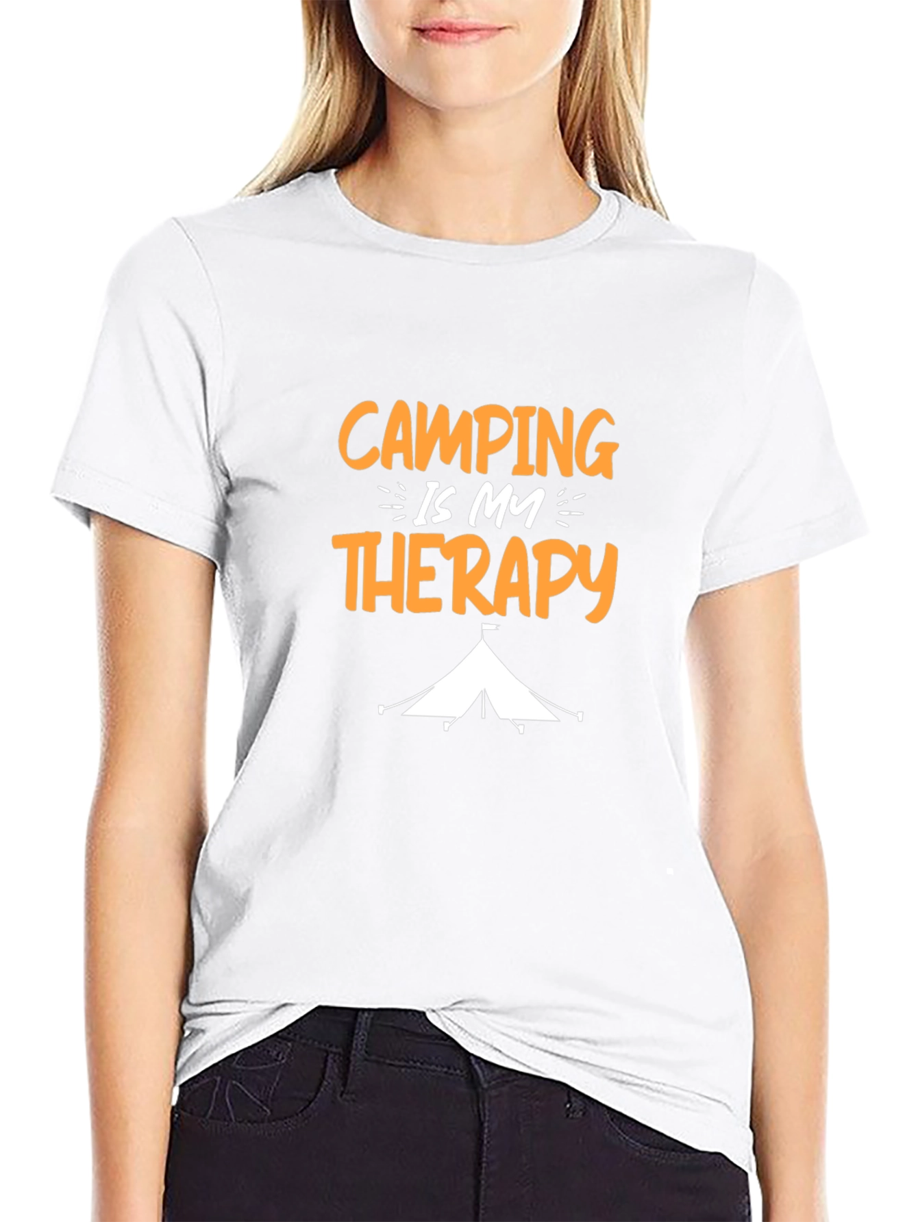 Camping Is My Therapy Graphic Tee - Black