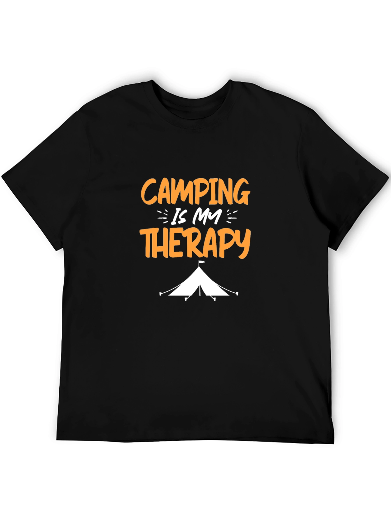 Camping Is My Therapy Graphic Tee - Black