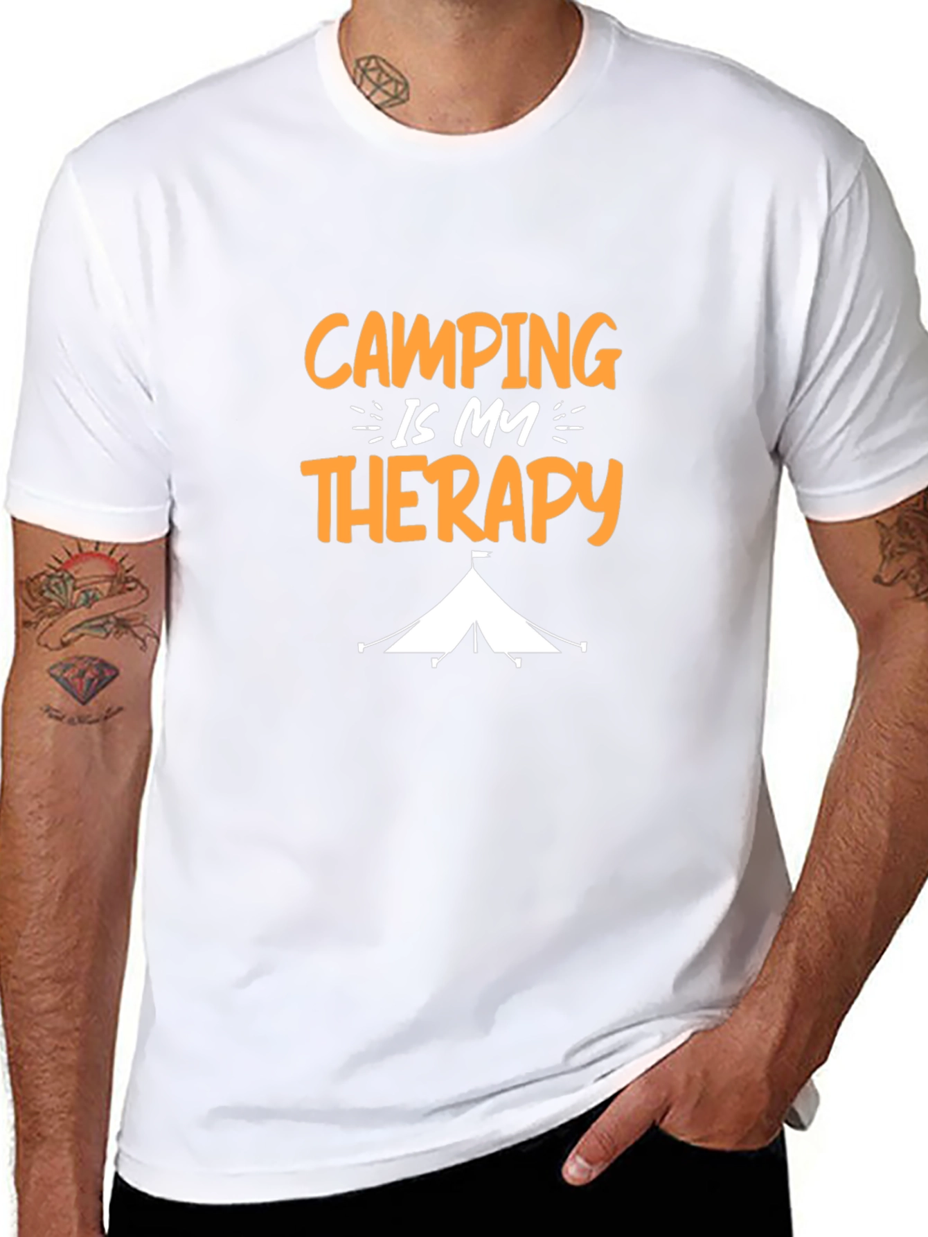 Camping Is My Therapy Graphic Tee - Black
