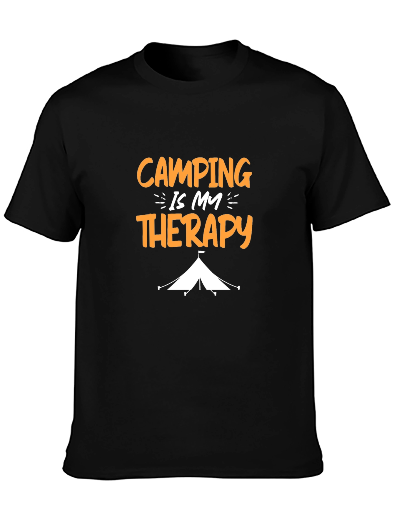 Camping Is My Therapy Graphic Tee - Black