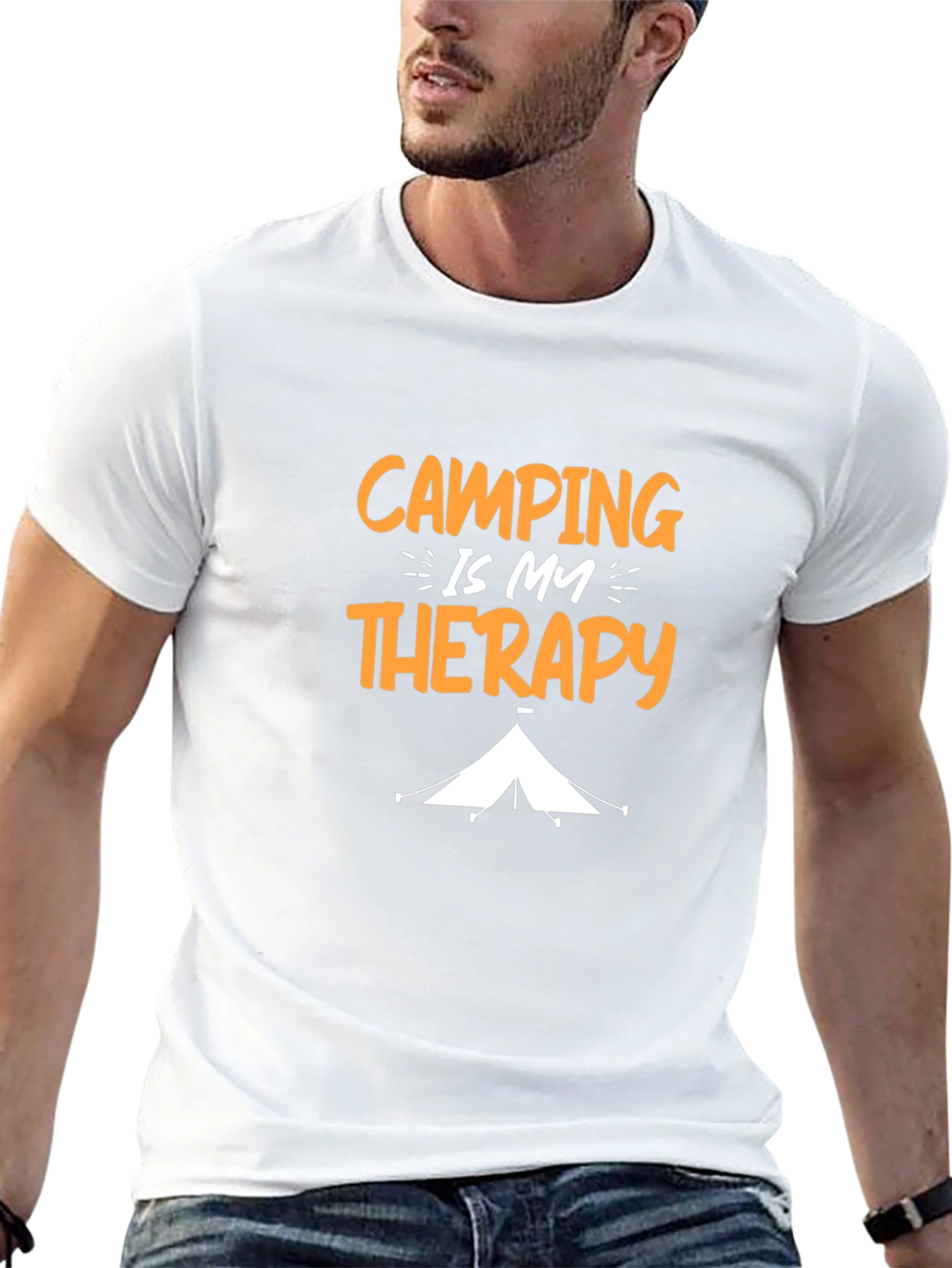 Camping Is My Therapy Graphic Tee - Black