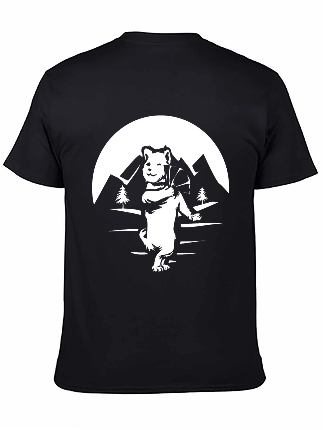 Dog Hiker Graphic Tee - Black Cotton T-Shirt