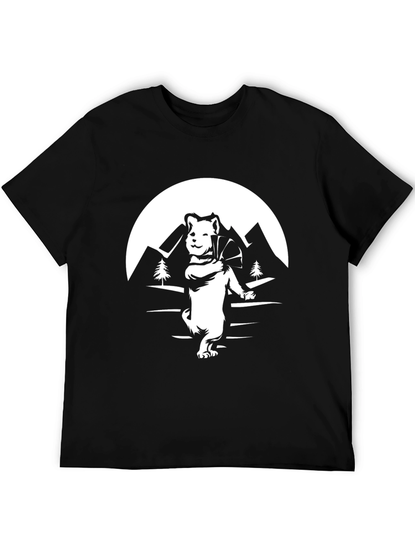 Dog Hiker Graphic Tee - Black Cotton T-Shirt