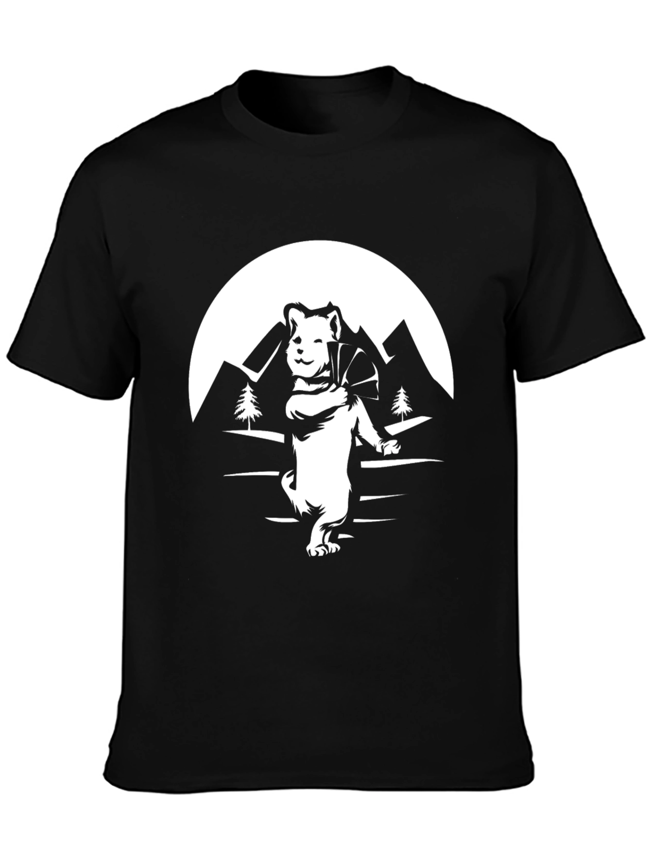 Dog Hiker Graphic Tee - Black Cotton T-Shirt