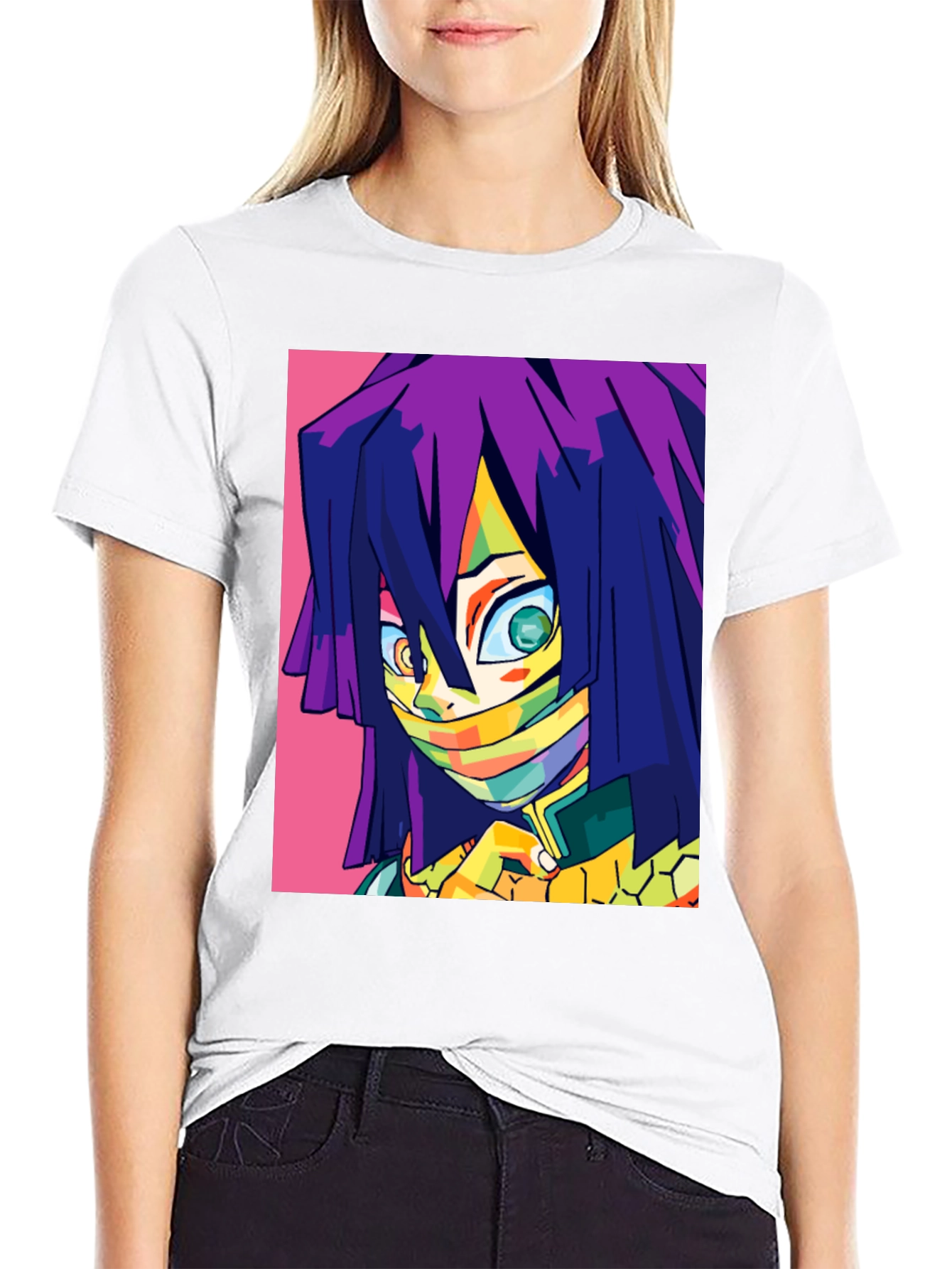Anime Character Graphic Print Black T-Shirt