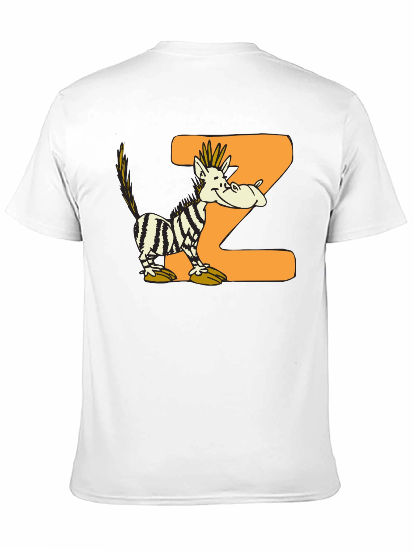Cartoon Zebra Z Black Graphic T-Shirt