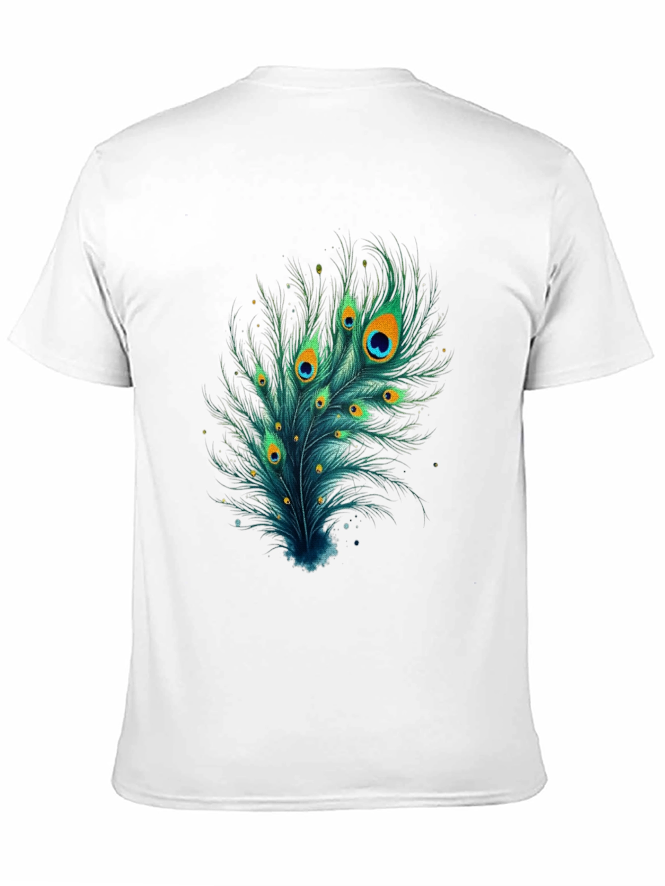 Peacock Feather Graphic Tee - Stylish Black T-Shirt