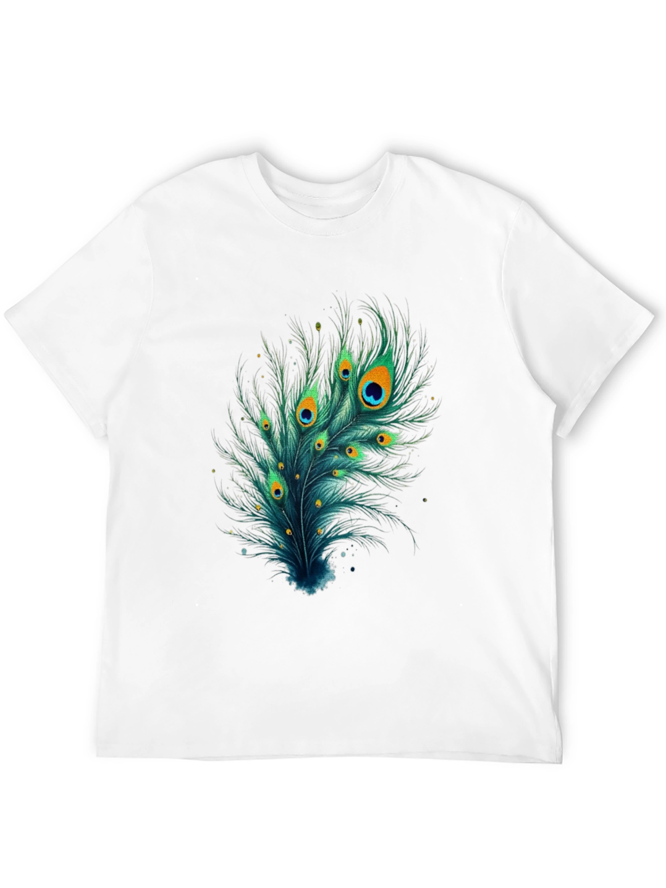 Peacock Feather Graphic Tee - Stylish Black T-Shirt