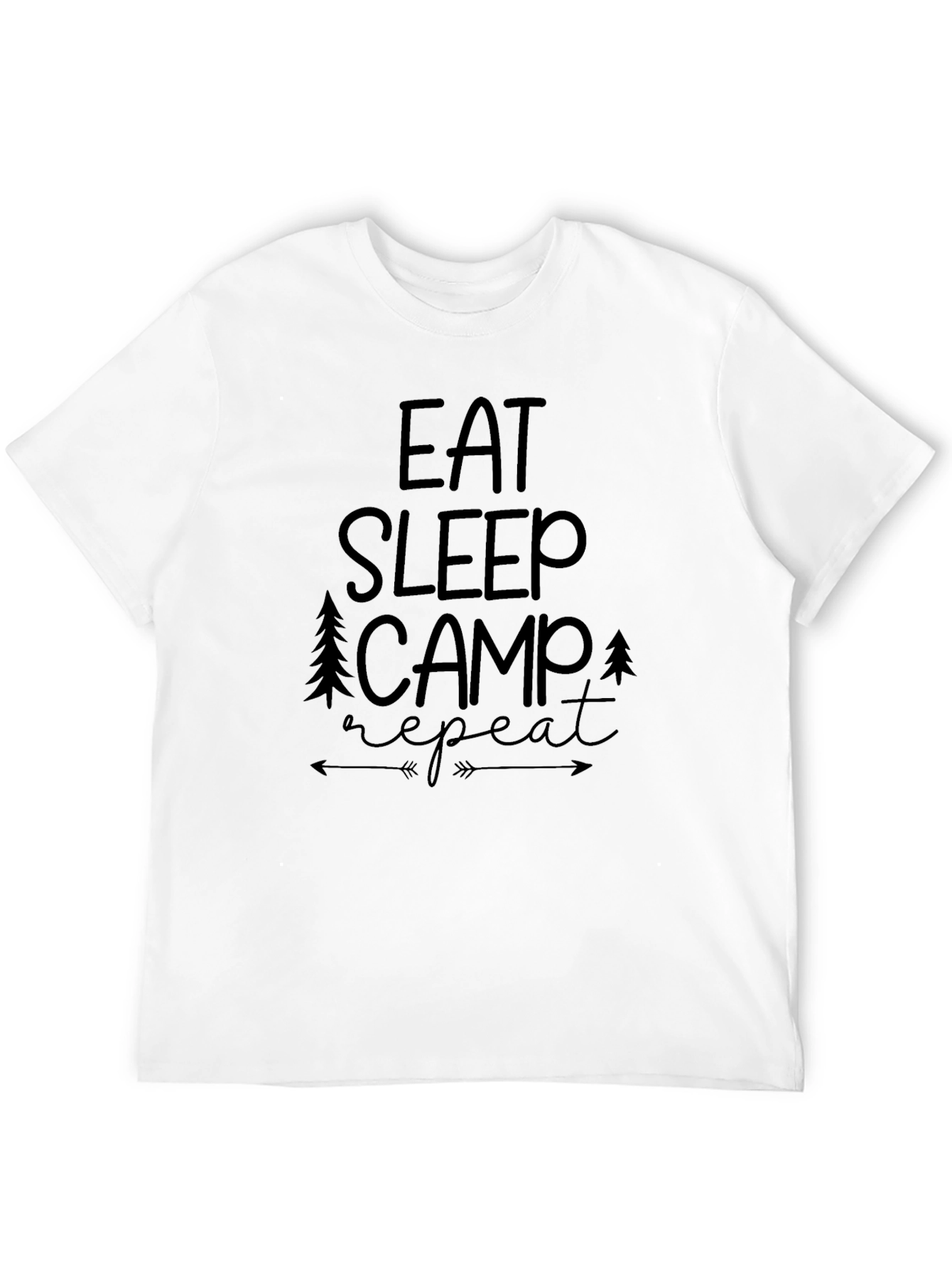 Eat Sleep Camp Repeat Black Graphic T-Shirt