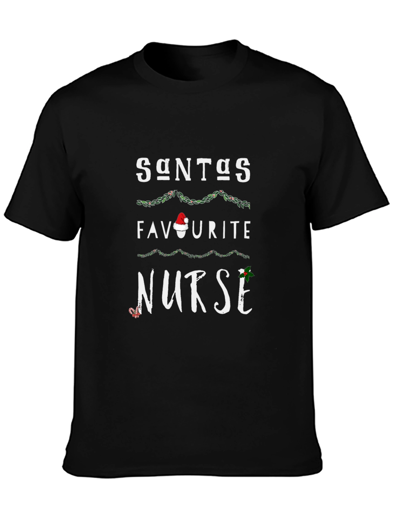 Santas Favorite Nurse Christmas Holiday Graphic T-Shirt