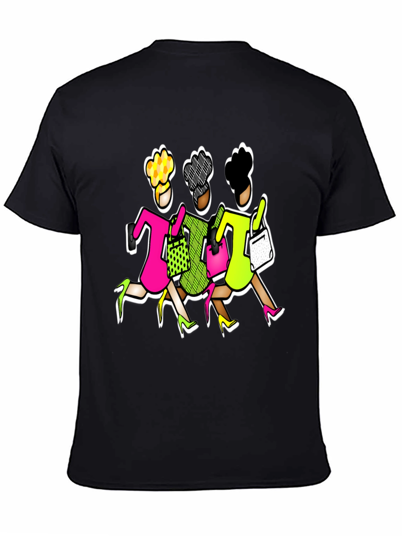 Stylish Shoppers Graphic Tee - Black Cotton