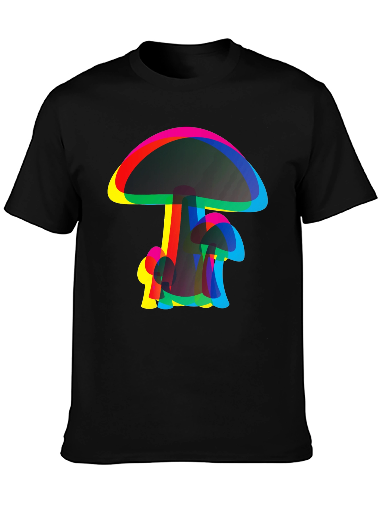 Psychedelic Mushroom Graphic Tee - Black Cotton Comfort